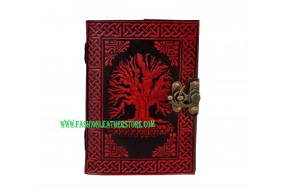 Tree Of Life Red With Black Book Of Shadow Natural Leather Beautiful Leather Dairy Sketch Book